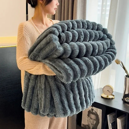 Solid Color Thickened Wide Striped Multifunctional Blanket Can Be Used As Bed Sheet Cover Blanket， Nap Blanket， Pet Blanket
