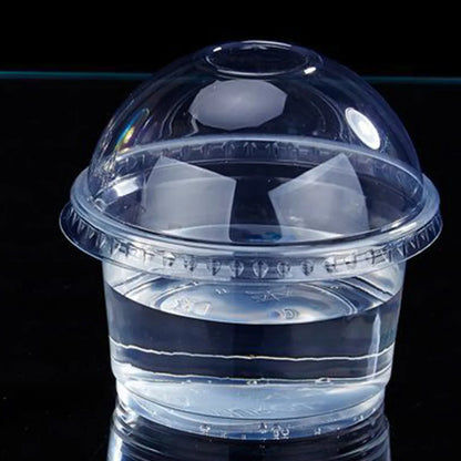 50pcs 250ml Disposable Salad Cup Dessert Cups with Lids Disposable Pudding Plastic Cups for Soup Sundaes Ice Cream