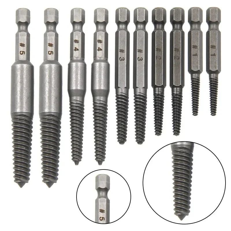 Screw Extractor10pc Hexagonal Shank Broken Head Screwdriver Set Electric Drill Tool for Removing Stripped Screws multifunctional
