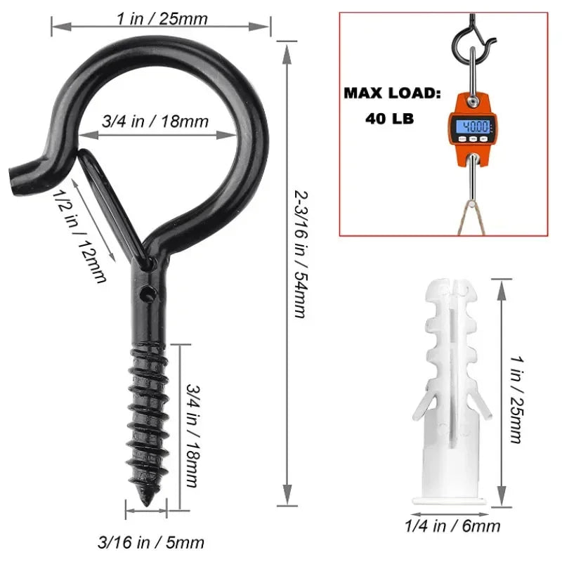 Hook screw, wall expansion screw hook, metal spring buckle hook Q-shaped spring hook screw hook