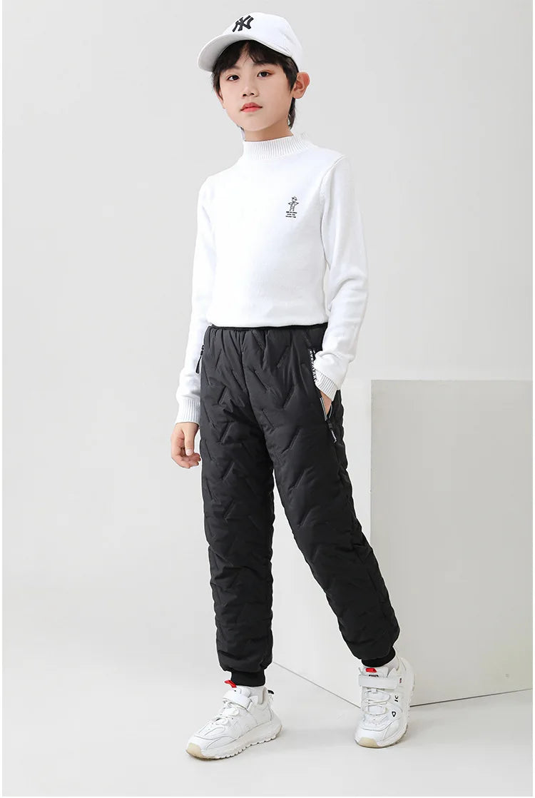 Winter Children Cotton Thick Pants Boys Padded Thickened Pants Teen Kids Cotton Lamb Wool Cotton Trousers