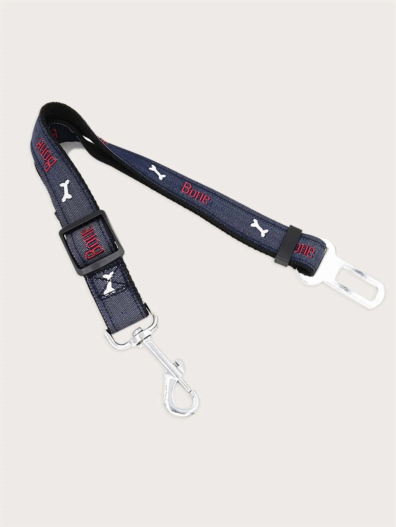 1pc-Adjustable denim dog car seat belt metal buckle - suitable for all sizes of retractable pet safety harnesses