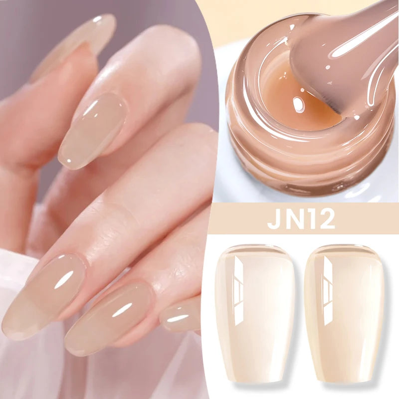 BORN PRETTY Jelly Nude Gel Nail Polish 10ml Light Pink Peach Translucent Color UV Light Cure Gel Varnish Nail Art DIY at Home