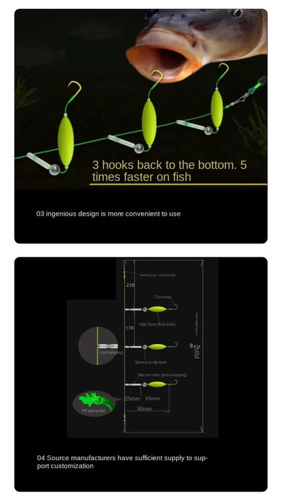 Three Hook Fishing Hair Rigs Hook Suspension Anti Bottom Carp Fishing Hook Ready Made Pesca Carp Rigs Fishing Lure