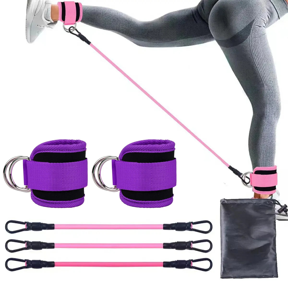 Resistance Bands With Ankle Straps Fitness Workout Training Resistance Bands Home Yoga Stretch Elastic Pilates Gym Equipment