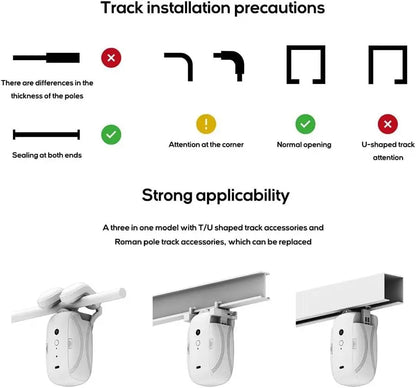 Smart Automatic Curtain Opener-Remote Control With App/Timer/Voice,Upgraded High-Performance Motor(For Roman Rod/T/U Track 3in1)