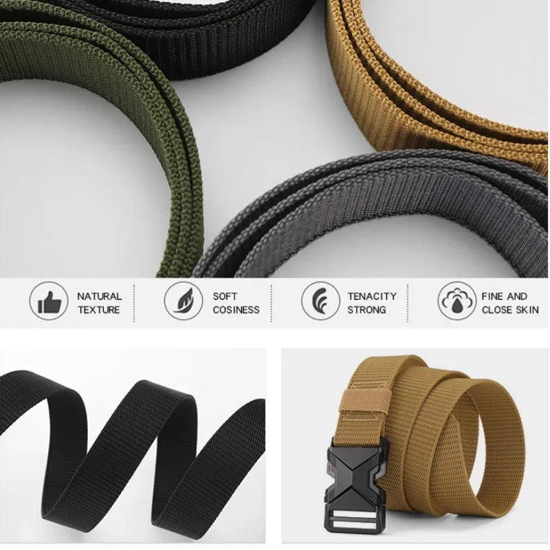 The New Men's 125cm Buckle Belt Nylon Braided Lightweight Breathable Daily Commuter Men's Belt