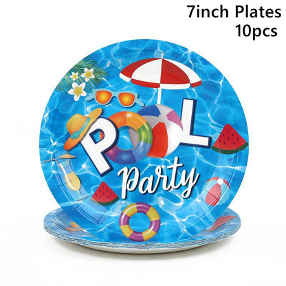 Beach Summer Pool Party Hawaiian luau Party Water Swimming Holiday Vacation Flamingo Party Supplies Birthday Party Decoration