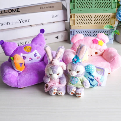 Labubu Doll Mini Sofa with Storage Bag Kawaii 17cm V1 V2 Labubu Transparent Crossbody Bag Cute Plush Doll Accessories Toy Gifts