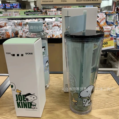 2025 New Snoopy Joint Cup Plastic Straw Cup High Value Cup Summer Casual Pp Coffee Imitation Cups Girl'S Birthday Present