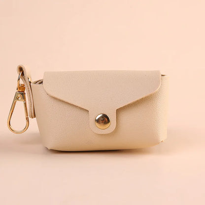 Portable Dog Waste Bag Dispenser With Leather Clip - Durable Polyester