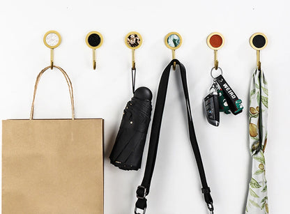 Gold Robe Hook Space Aluminum Wall Mounted Adhesive Hat Key Hooks Coat Towel Holder Home Decor For Kitchen Bathroom Hardware