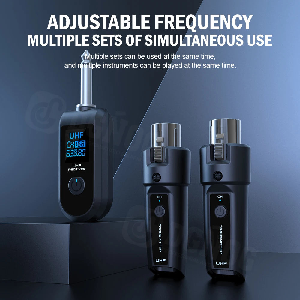 DGNOG Wireless Microphone Transmitter Receiver System UHF XLR Adapter System for Dynamic Microphone Guitar Audio Mixer PA System