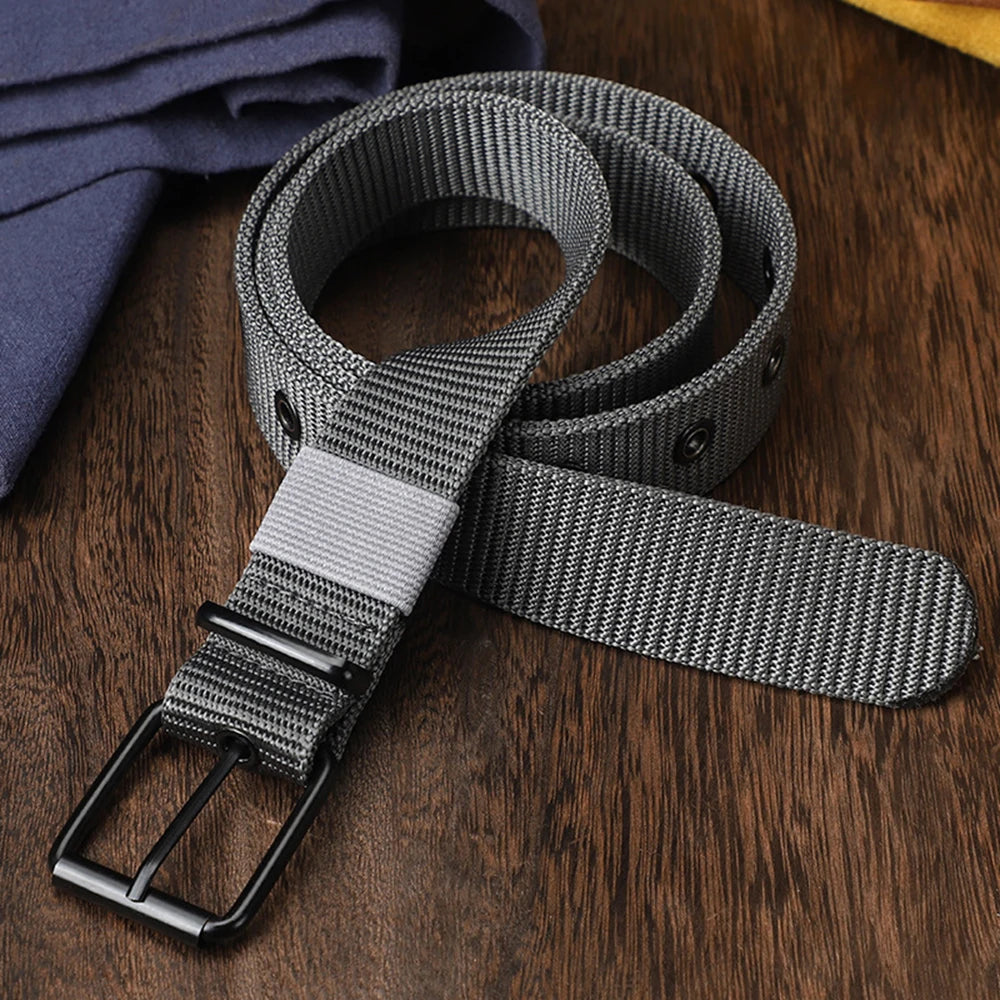 Perforated Canvas Belt Men's Needle Buckle Belt Student Youth Korean Adjustable Multi-Hole Belt Student Jeans Belt