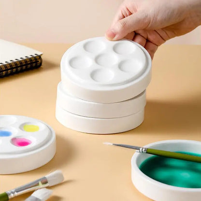 6 Wells Ceramic Artist Paint Palette Watercolor Mixing Tray Paint Tray Rectangle Shape Gouache Ceramic Palette Art Supplies