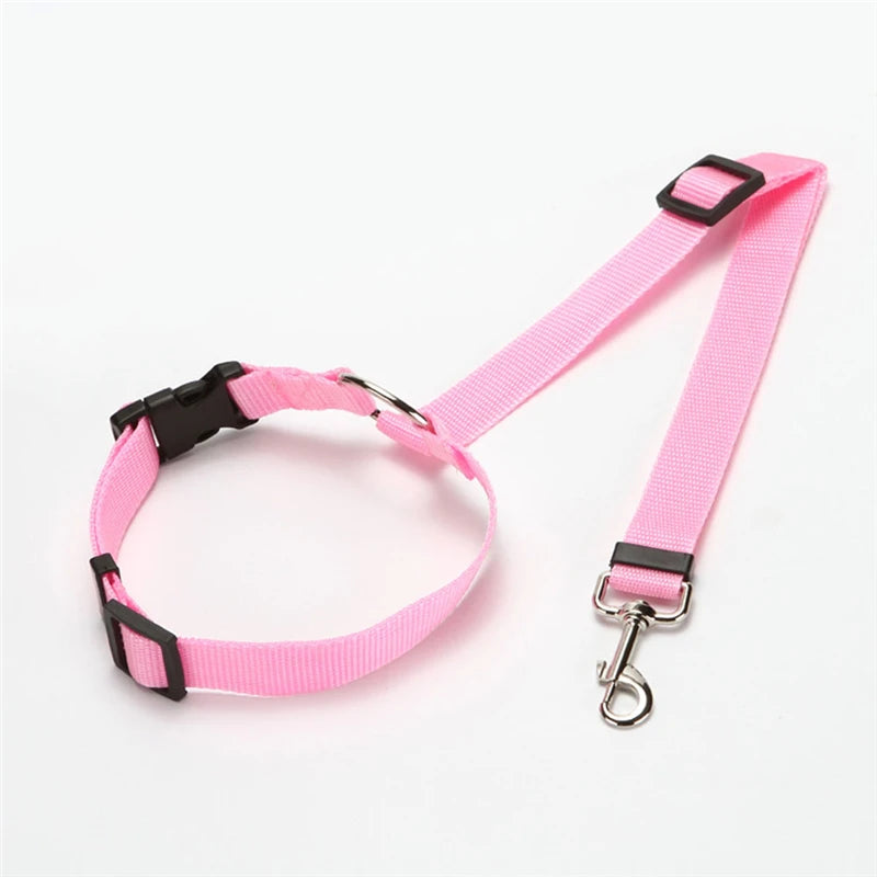 Car Seat Belt for Dogs, Two-in-one Nylon Leashes Backseat Safety Belt, Adjustable Dogs Harness Collar, Pet Accessories