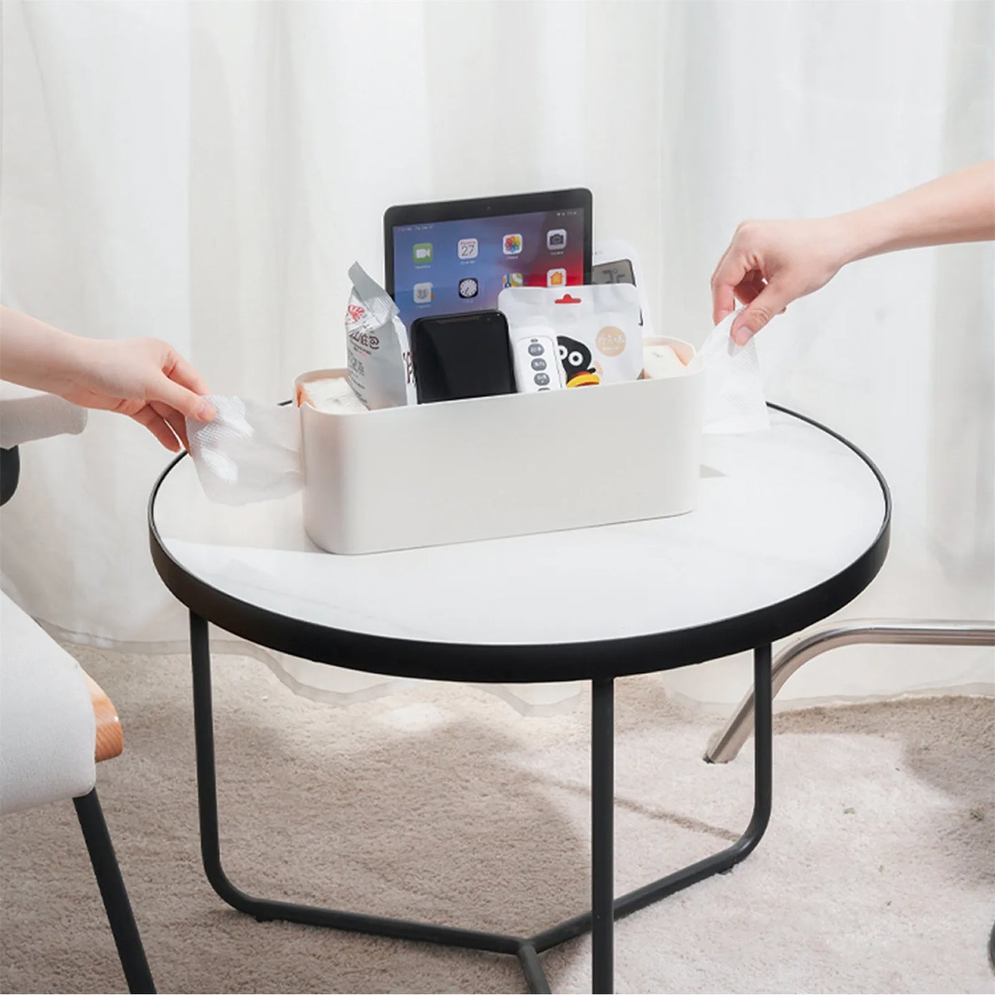 Bedside Hanging Basket Organizer with Hooks Dorm Bunk Beds Shelf  Table Storage Holder for Remote Controls Magazines Phone