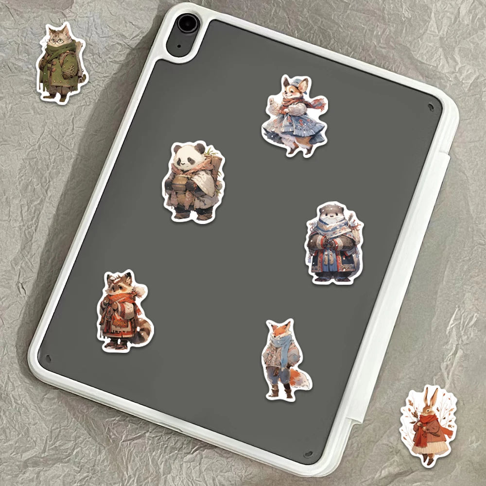 50PCS Creative Winter Animal Cute High Beauty Stickers Phone Cases Handbooks Water Cup Stickers
