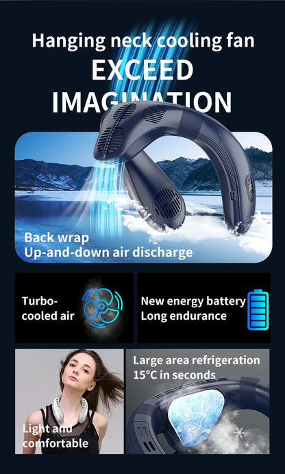 New Wearable Neck Fan Hanging Neck Fan Rechargeable Semiconductor Cooling Bladeless Fan Outdoor Personal Fan Wearable Cooler