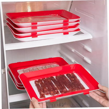 Vacuum Fresh Storage Tray Reusable Creative Food Storage Container Stackable Food Preservation Tray with Elastic Lid