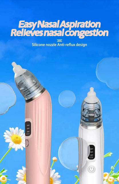 Baby Electric Nasal Aspirator Low Noise 3 Suction Levels Rechargeable Nose Sucker Cleaner Snot Booger Mucus Remover For Infant