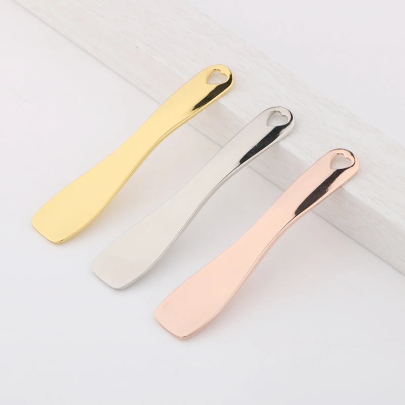 Metal Makeup Spatula Zinc Alloy Curved Scoop Facial Mask Eye Cream Mixing Brush Mini Spoon Stick Skincare Cosmetic Beauty Tool