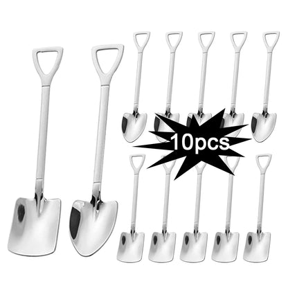 10pcs Stainless steel shovel spoon pointed shovel shovel spoon coffee spoon scoop of ice cream dessert spoon