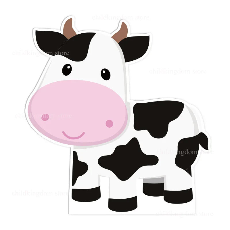 6Pcs Farm Birthday Party Animals KT Board Farm Cow Cutouts DIY Birthday Balloons Farm Theme Birthday Baby Shower Party Backdrops