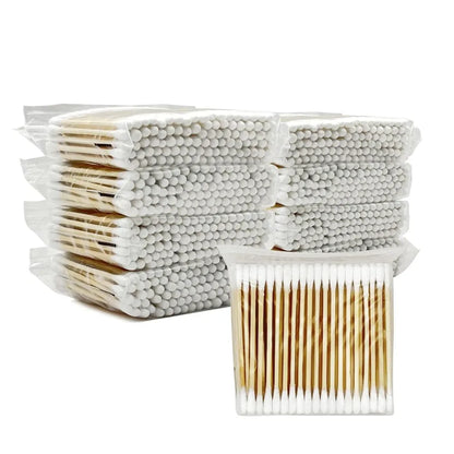 100 Pcs Cotton Swabs Wooden Cotton Sticks Double-Tipped Cotton Buds Chlorine-Free Hypoallergenic Cotton Swabs Makeup Tools