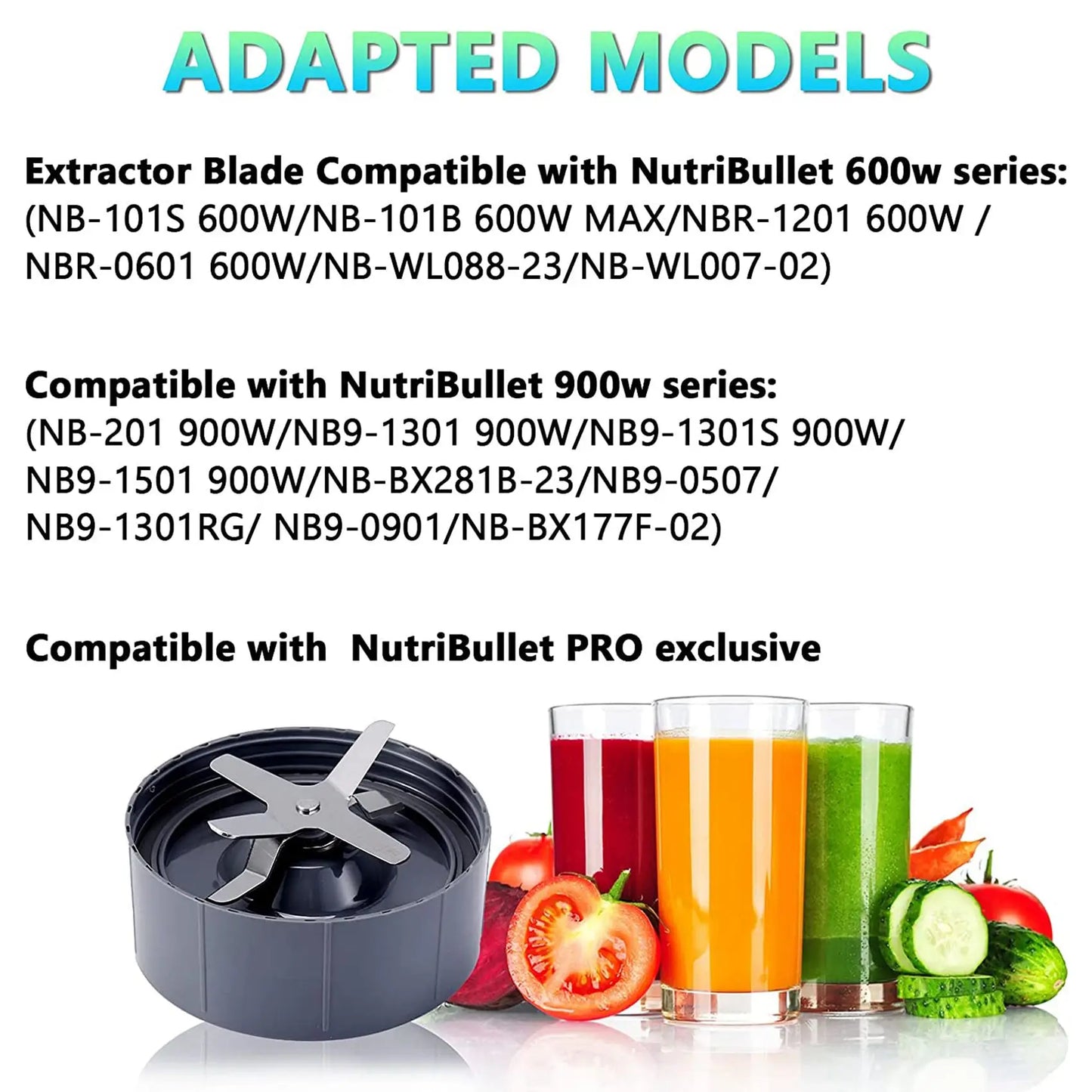 Blender Replacement Parts for NutriBullet Blenders 600W/900W/PRO - Extractor Blade & 32Oz Huge Cups & 24Oz Huge Cups XT