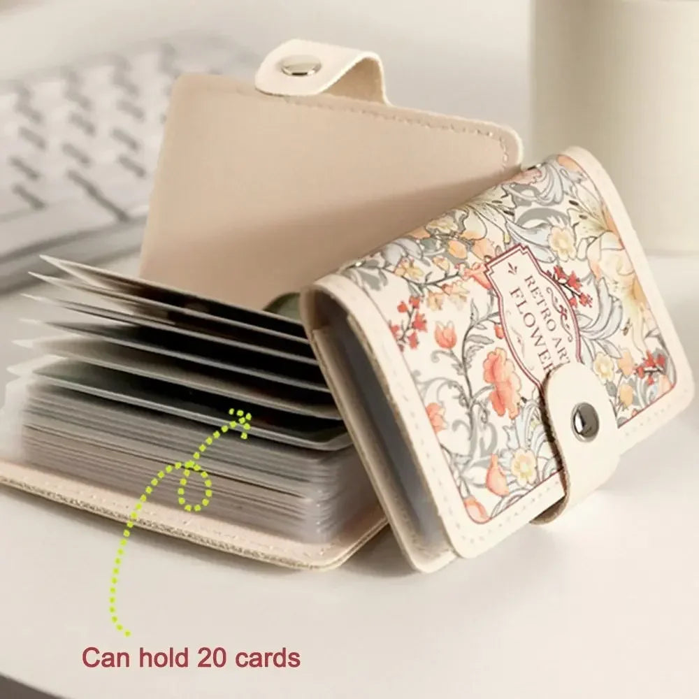 RFID Blocking ID Card Holder Creative 20 Card Pockets PU Leather Mini Wallets  Laminated Concealed Pull-out Business Card Case