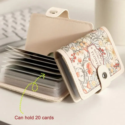 RFID Blocking ID Card Holder Creative 20 Card Pockets PU Leather Mini Wallets  Laminated Concealed Pull-out Business Card Case
