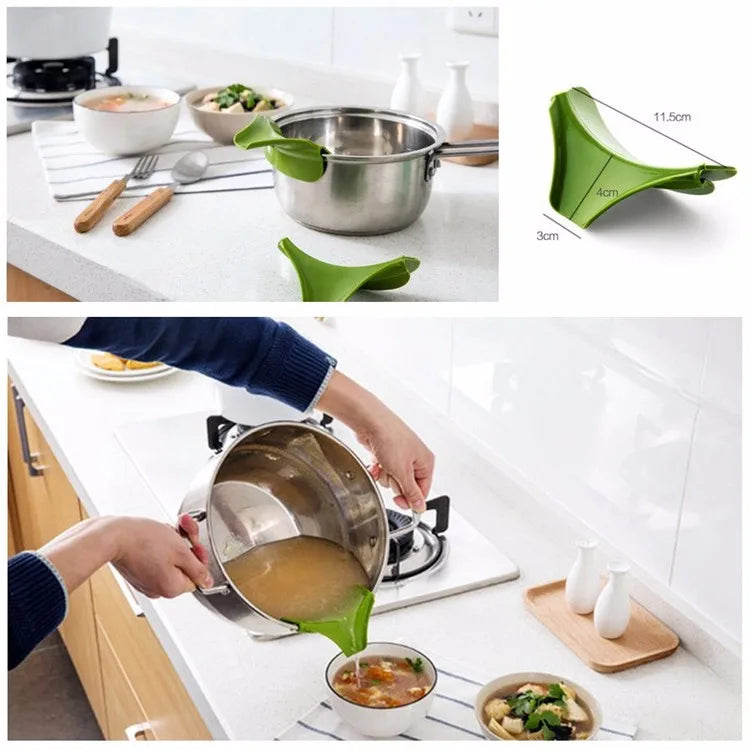 Creative Anti-spill Silicone Slip on Pour Soup Spout Funnel for Pots Pans And Bowls and Jars Kitchen Gadget Tool YY099
