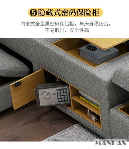 Modern Multi-Functional Tech Smart Bed with Storage, Speakers, USB, Bookshelves, and Tatami – Luxury King/Queen Ultimate Bed