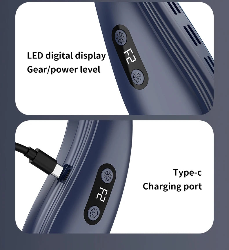 New Wearable Neck Fan Hanging Neck Fan Rechargeable Semiconductor Cooling Bladeless Fan Outdoor Personal Fan Wearable Cooler
