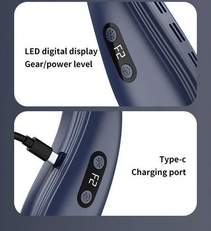 New Wearable Neck Fan Hanging Neck Fan Rechargeable Semiconductor Cooling Bladeless Fan Outdoor Personal Fan Wearable Cooler