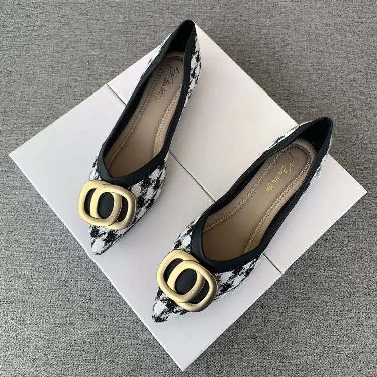 Office Shoes For Women 2024 Ladies Summer Footwear Luxury Leather Casual Formal Pointed Toe Low Heel Elegant Popular Wholesale H