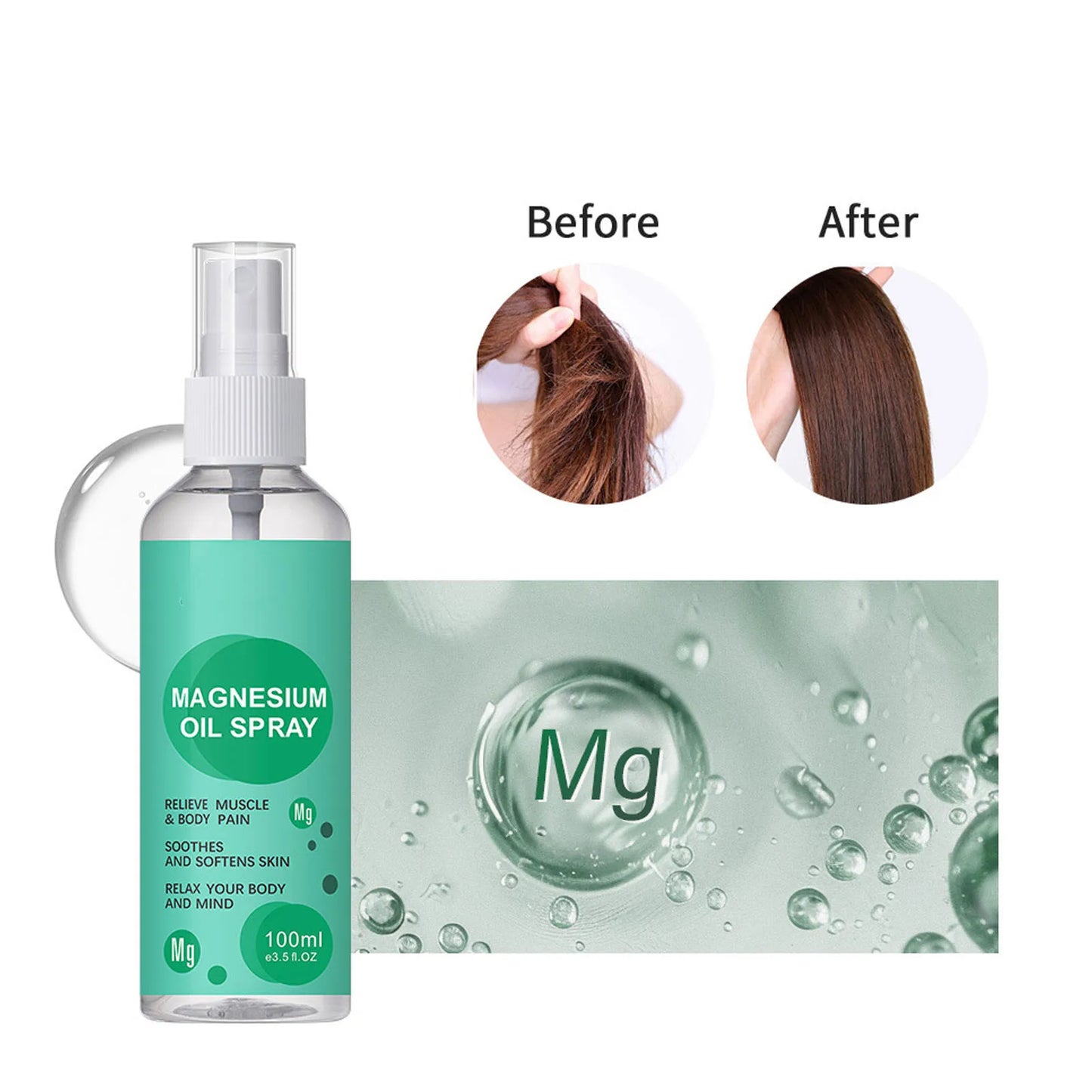 100ml Magnesium Oil Spray Pure Magnesium Oil Body Spray Magnesium Mist for Massage Relaxation
