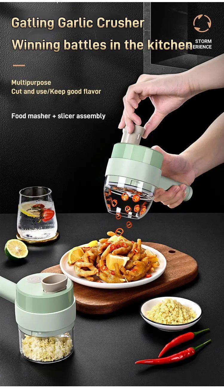 Home Electric Vegetable Cutter Vegetable Chopper Automatic Chopper Slicer Multifunctional Gatling Chopper Garlic Mincer