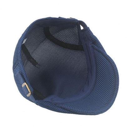 Hollow Breathable Mesh Men Beret Hat Adjustable Buckle Summer Autumn Sunscreen Men Cap Sport