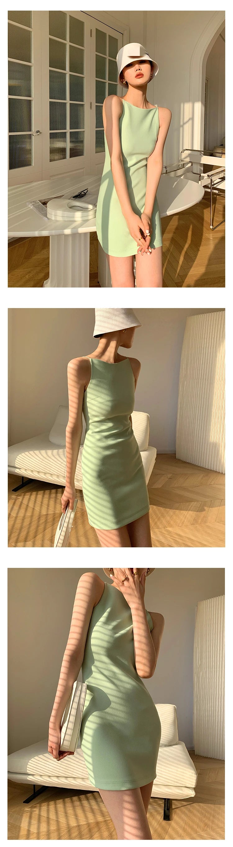 Jielur Summer Women New Spaghetti Strap Elegant Party Mini Dress Female Fashion Sexy Ladies Sleeveless Clothes