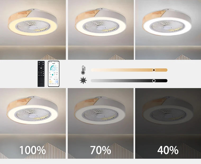 Smart Ceiling Fans With Light For Living Room Dining Room Blades Reversible 6 Speeds 52CM Fans Lighting 110V/220V