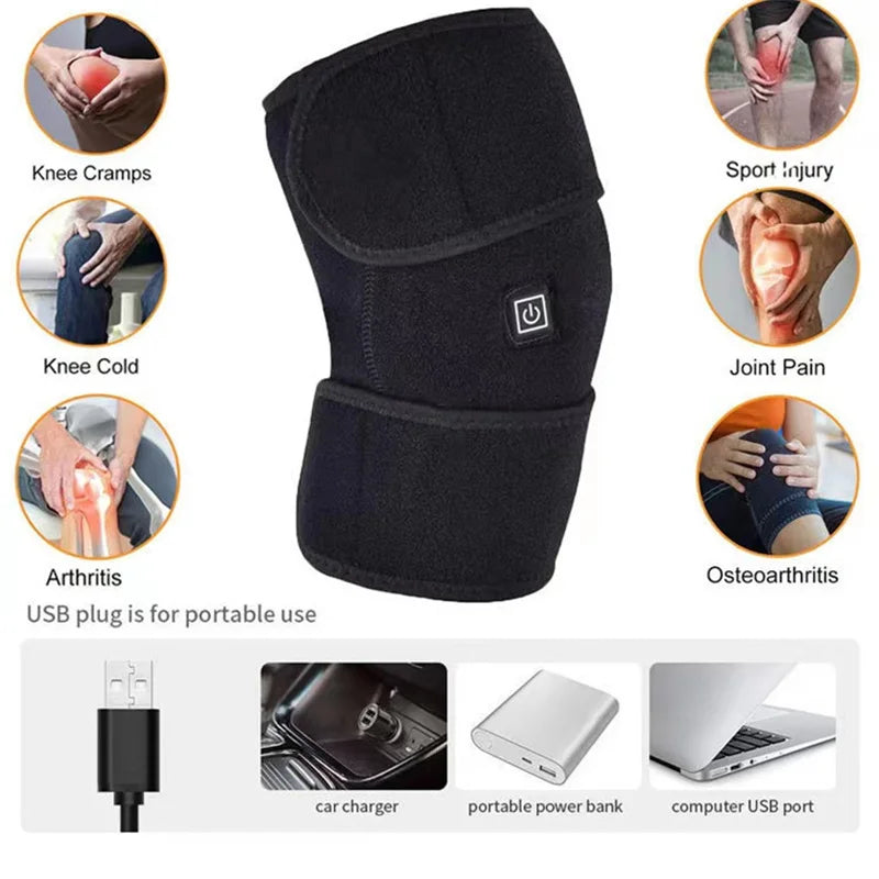New Electric Heating Knee Pads Relieve Pain Relief Support Brace Therapy Joint Injury Recovery Rehabilitation For Arthritis Leg