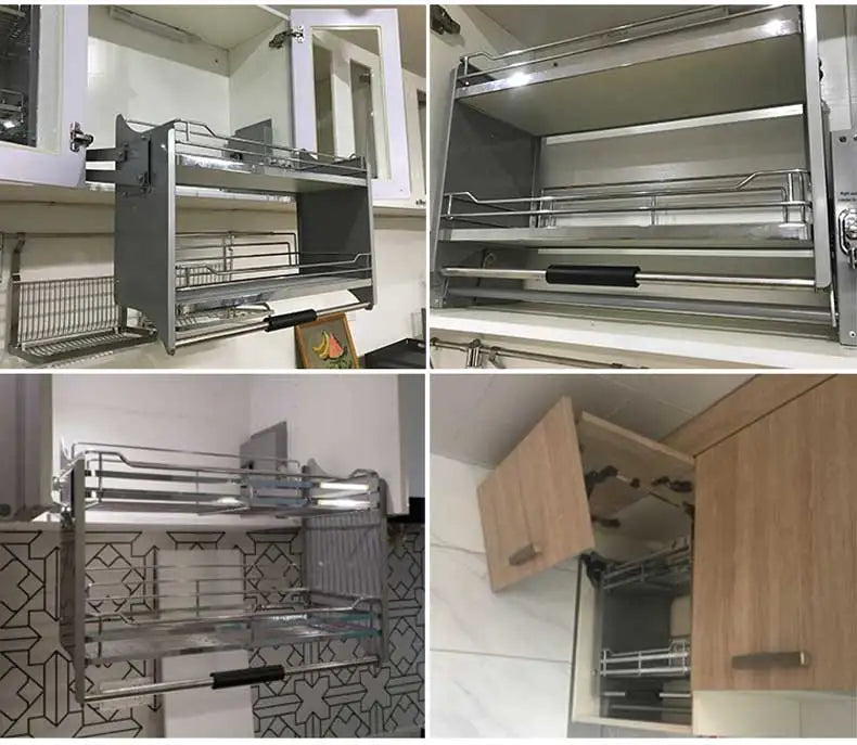 Kitchen Cabinet Wall Cabinet Lifting Pull Baskets Pull-down Kitchen Storage Rack Cabinet Pull Basket Damping Buffer Lift