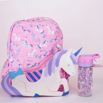Australian Smiggle Backpack Pink And White Unicorn Student Stationery Backpack Lunch Bag Water Cup Student Gift