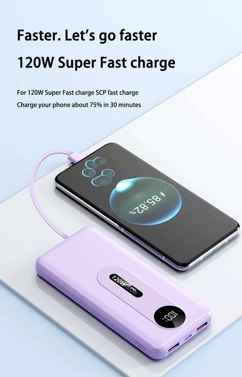 200000mAh 120W Mobile Power Bank Ultra Fast Charging Digital Display Battery Large Capacity Suitable For iPhone Huawei Xiaomi