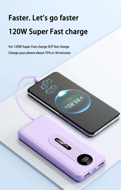 200000mAh 120W Mobile Power Bank Ultra Fast Charging Digital Display Battery Large Capacity Suitable For iPhone Huawei Xiaomi