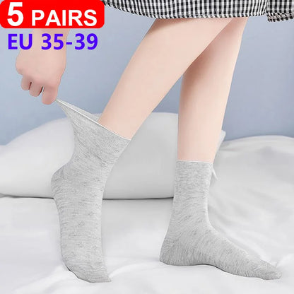 5Pairs Comfortable and Supportive Diabetic Socks for Men and Women Moisture wicking Cotton Fabric Non-binding Top Business Socks