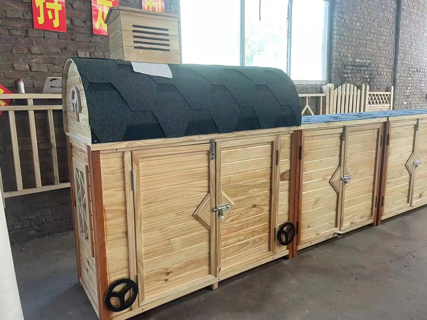 2TOE kindergarten outdoor preservative wood storage cabinet locker waterproof mildew-proof carbonized wood cabinet school wooden