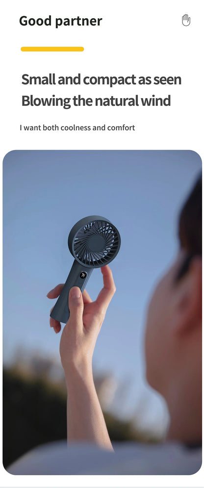 Portable Handheld Fan, Fan 6 Speed Wind LED Display Personal Mini Travel Fan  Hand Held Fan USB Foldable Electric Fan